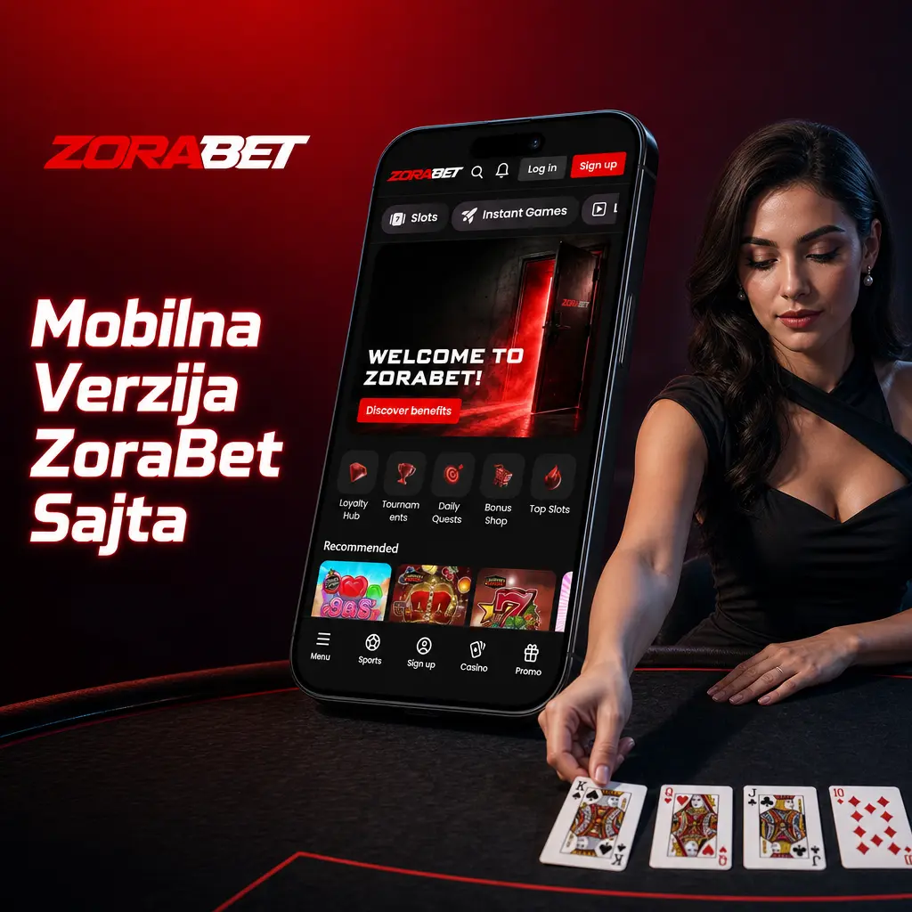 ZoraBet mobilna web verzija na pametnom telefonu sa pristupom klađenju i kazino igrama bez instalacije